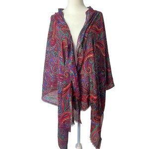 Talbots Colorful Paisley Lightweight Shawl Wrap Scarf